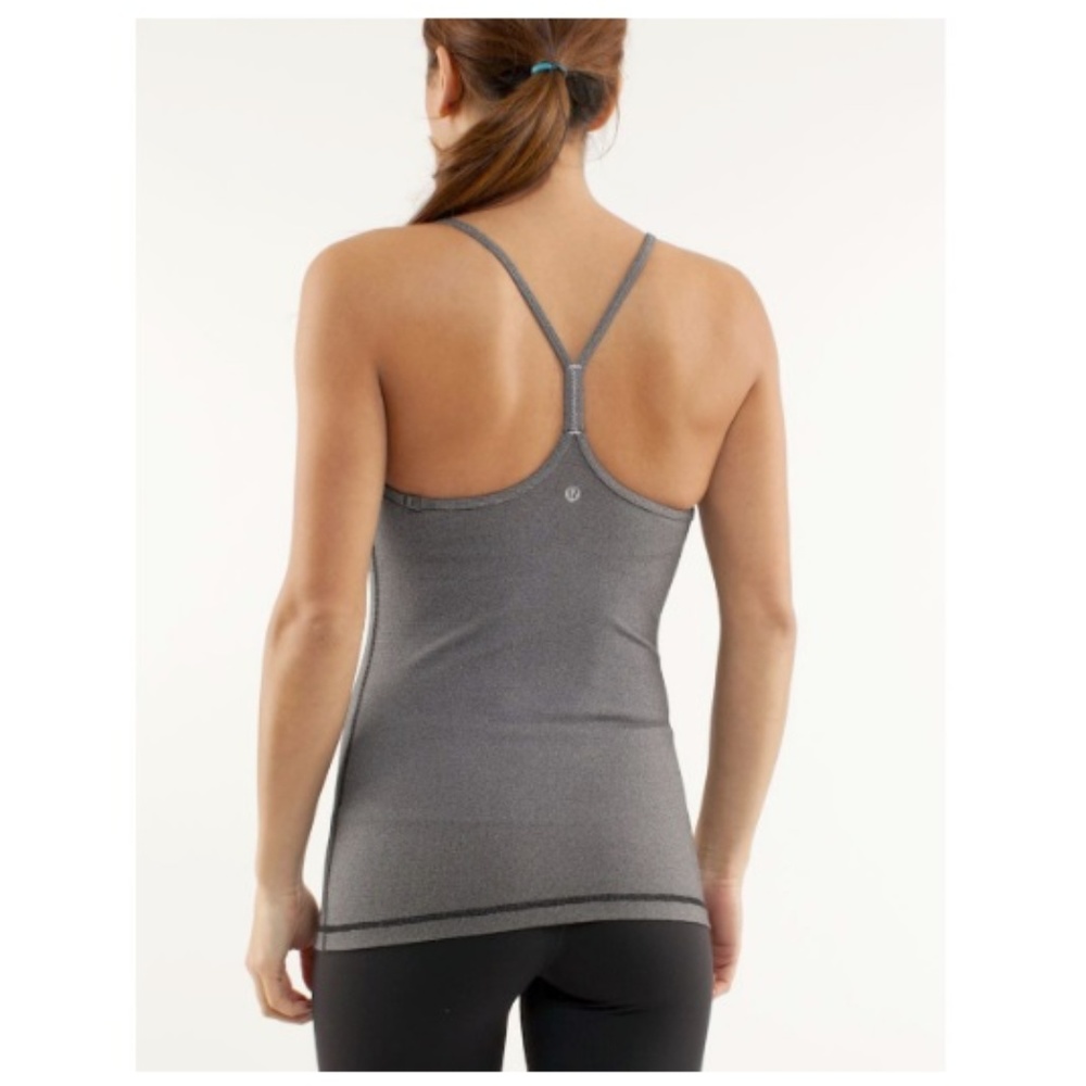 Lululemon Power Y Tank - White & Black Mircostripe